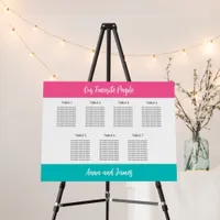 Aqua Hot Pink 7 Table Seating Chart Foam Board