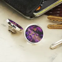 Purple leaves, fractal art, cool  lapel pin