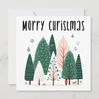 Cute Winter Pine Tree Family Christmas Card