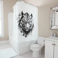 Title: Monochrome Wild Animals Shower Curtain