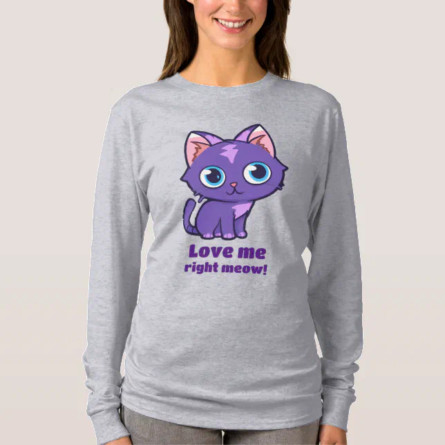 Purple Anime Cat Vector Art T-Shirt