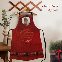 RED Christmas Photo Grandma Apron