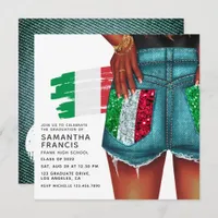 Italian Denim Girl Graduation Party Invitation