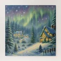 Magical Christmas night in the forest under stars  Jigsaw Puzzle