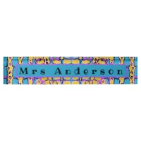 Pretty Pattern Blue Yellow Purple Acrylic Oil  Desk Name Plate