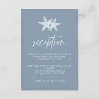 Dusty Blue Starfish Beach Wedding Reception Enclosure Card