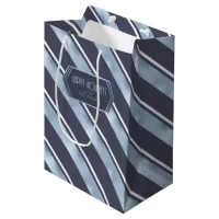 Christmas Stripe Pattern Blue ID862 Medium Gift Bag