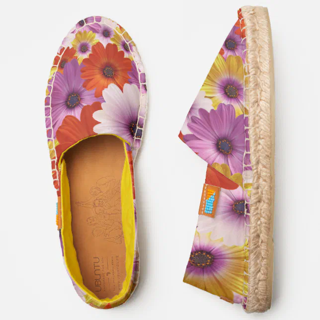Colorful Medley of African Daisies Flowers Espadrilles