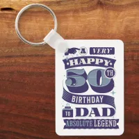 Vintage Retro Style Typography 50th Birthday Dad Keychain