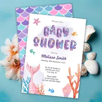 Little Mermaid Under The Sea Baby Shower  Invitation