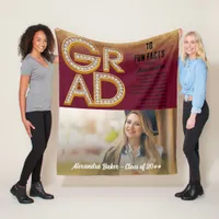 Graduation Grad Glitter Gold Fun Facts Photo Class Fleece Blanket