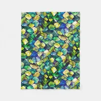 Green Emerald Modern Retro Pattern Fleece Blanket