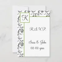 mod damask wedding R.S.V.P standard 3.5 x 5 RSVP Card