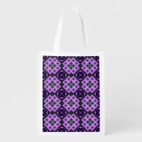 Purple and Pink Square Pattern Grocery Bag