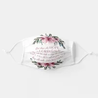 Christian Bible Verse Blush Pink Glitter Floral Adult Cloth Face Mask