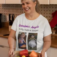 Grandma's Angels | Personalized Photo and Names Plus Size T-Shirt