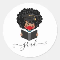 African American Covid-19 Girl Graduation Classic Round Sticker