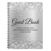 Glittery Silver Glam Gradient Graduation Notebook