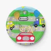 Kid's Birthday Party Trucks, Tractors and Cars Paper Plates