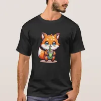 Cute Kawaii Fox with Bubble Tea Personalized T-Shirt
