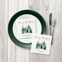 Modern Christmas Trees Typography Napkins