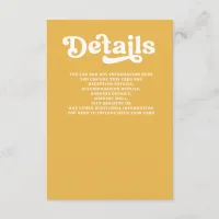 Retro Groovy 70s Cute Yellow Wedding Enclosure Card