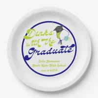 Dinks with Graduate Green Pickleball Graduation Paper Plates