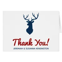 Rustic Blue Deer and Mountain Wedding Thank You