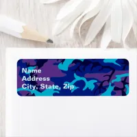 Camouflage Dark Blue and Purple Address Label