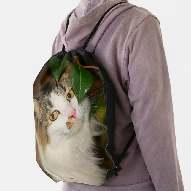 Thumbnail for Whimsical The Cat and the Camellia Drawstring Bag
