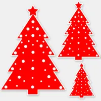 Red and White Christmas Tree Silhouettes Sticker