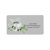 White Roses Botanical Return Address Label