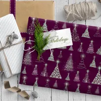 Sparkling Christmas Trees Pattern Wine ID844 Wrapping Paper