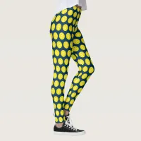 Pickleball Balls Yellow Blue Patterned Leggings