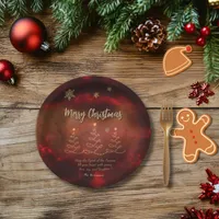 Modern Red Gold Christmas Tree Paper Plates