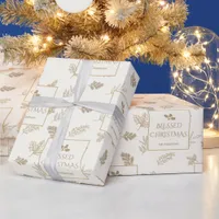 Elegant Simple Gold Winter Leaves Wrapping Paper