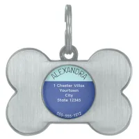 Blue Minimalist Modern Simple Color Block Dog Cat Pet ID Tag