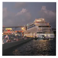 AIDAluna Cruise Ship docking at Willemstad Curacao Ceramic Tile