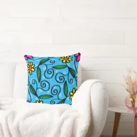 Abstract Floral Throw Pillow