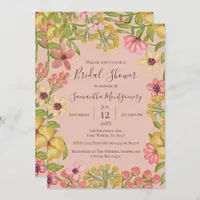 Floral Pink Boho Pink Spring Bridal Shower Photo Invitation