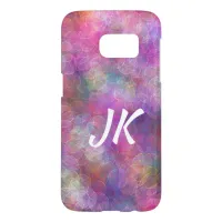 Monogrammed Pink and Purple Bokeh   Samsung Galaxy S7 Case