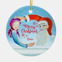 Hand-painted Watercolor Magical Santa Claus Ceramic Ornament