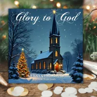 Glory To God Catholic Church Religious Christmas Holiday Card