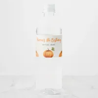 Fall Burnt Orange Pumpkin Patch Birthday Water Bottle Label