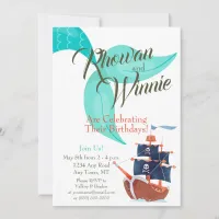 Mermaids and Pirates Kids Birthday Invitation