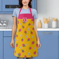 Fun Strawberry Summer Bold Modern Orange Pink Apron