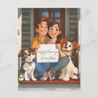 Cute Couple and Puppies Postcard