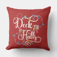 deck the halls holiday lights Christmas Throw Pillow