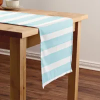 Baby Blue Stripe Patterned Chic Elegant Simple Short Table Runner