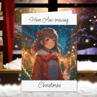 Anime Girl | Merry Christmas Happy New Year Card